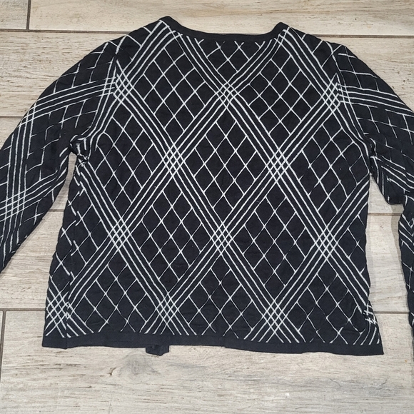 Neiman Marcus Womens Lg black and white open front cardigan sweater - Picture 9 of 9